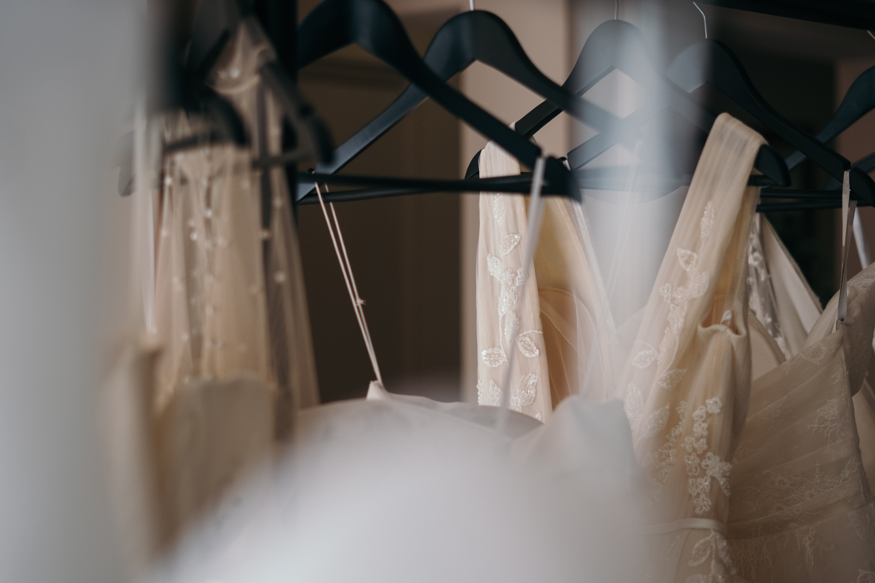 Hanged Gowns on a Rack